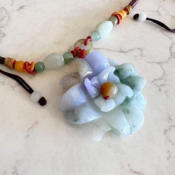 NEW Jadeite Flower Necklace Luck, Fortune & Protection - Picture 4 of 5